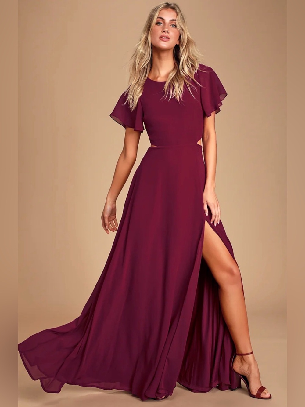 Lulus-Garden Bliss Burgundy Cutout Maxi Dress